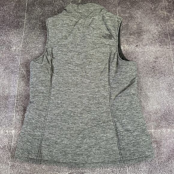 Women's The North Face Heather Gray Black Pseudio Zip Up Puffer Vest Jacket Sz L - Picture 4 of 4
